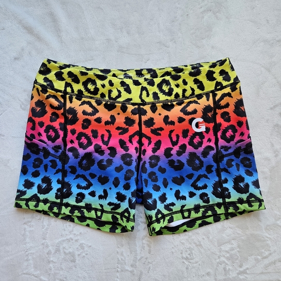 GRRRL Clothing Cheetah Print Rainbow Next Level Pocket Shorts Kortney/Heather - Picture 1 of 6
